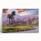 Black and white photograph of Palm Springs landscape on stretched canvas, ideal for kitchen wall art.