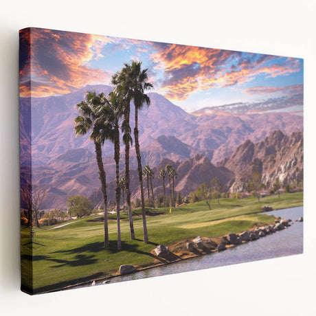 Palm Springs landscape on large stretched canvas, featuring pastel shades, ideal for kitchen wall art.