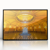 Large abstract wall art depicting a Sacramento scenery in black and white tones on a framed acrylic.