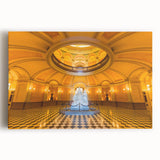 Black and white large art print of Sacramento skyline on stretched canvas, ideal for kitchen wall art.