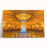 Black and white stretched canvas of Sacramento skyline, ideal for kitchen wall art.