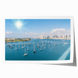 Rolled print of San Diego scenery with soft pastel shades on canvas, suitable as art wall for dining room.