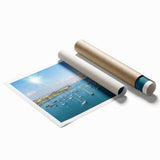 Extra large wall art depicting San Diego scenery in pastel shades on rolled canvas, suitable for classy bathroom decor.