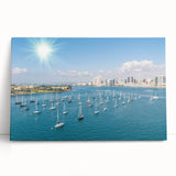 Large black and white photo of San Diego skyline on stretched canvas, ideal for kitchen wall art or bedroom decor.