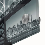 Large abstract depiction of San Francisco in muted earth tones on acrylic glass, ideal for dining room art.