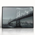 Large abstract wall art of San Francisco skyline in muted grayscale, framed acrylic print.