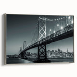Framed canvas featuring a colorful landscape art painting of San Francisco's skyline, ideal for modern living room decor.