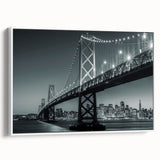 Vintage poster art of San Francisco skyline in colorful hues on extra large framed canvas, ideal for living room decor.