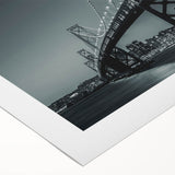 Art Deco poster of San Francisco skyline in muted gray and blue tones on rolled canvas, suitable for dining room wall art.