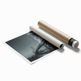 Extra large rolled print of San Francisco scenery with floral accents, in muted earth tones.