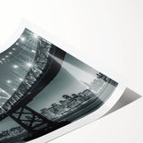 Extra large wall art of line art flowers in black and white, rolled print format, suitable for large living room decor.