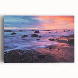 Black and white photograph of Santa Barbara coastline on large stretched canvas, suitable for kitchen wall art.