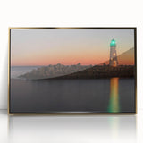 Mid-century modernist Santa Cruz scenery in gold frame, acrylic print, ideal for nursery wall art.