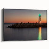 Black and white framed canvas of Santa Cruz landscape, vintage poster style, ideal for bedroom decor.