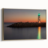 Framed canvas depicting a vintage-style Santa Cruz landscape in muted gold and black tones, suitable for bedroom wall art.