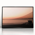 Large abstract wall art featuring a Santa Monica, California landscape in muted gray tones on a framed acrylic print.