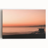 Black and white photograph of Santa Monica pier on stretched canvas, suitable for kitchen art.
