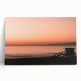 Black and white photograph of Santa Monica pier on stretched canvas, ideal for kitchen wall art.
