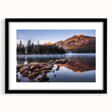 Extra large textured abstract art print of Sierra Nevada in vibrant colors on a framed canvas, ideal for living room decor.