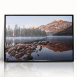 Large abstract wall art depicting the Sierra Nevada in muted earth tones on a framed acrylic.