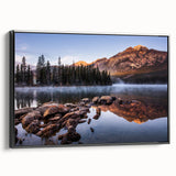 Black and white framed canvas of Sierra Nevada landscape, ideal for bedroom wall art.