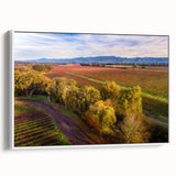 Framed canvas of a vintage-style Sonoma, California landscape painting with muted earth tones, ideal for living room decor.