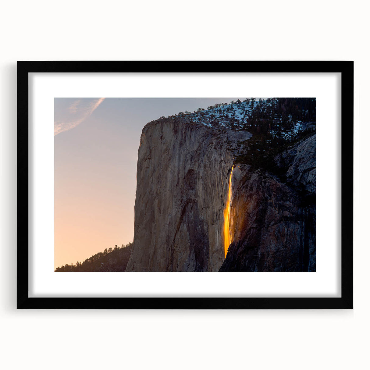 Extra large textured abstract art print of Yosemite in vibrant colors on a black framed canvas, ideal for living room decor.