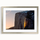 Textured art print of Yosemite landscape in abstract style, featuring earthy tones on a framed silver mat.