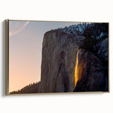 Framed canvas depicting Yosemite landscape in muted gold and black tones, suitable for bedroom wall art.