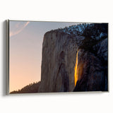Framed canvas of Yosemite landscape with colorful art in a vintage poster style, suitable for living room decor.