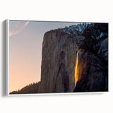 Vintage poster art of Yosemite on framed canvas, featuring vibrant colors, ideal for living room decor.