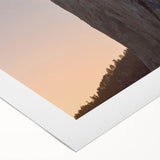 Art deco poster of Yosemite scenery in muted earth tones on rolled canvas, suitable for dining room wall art.