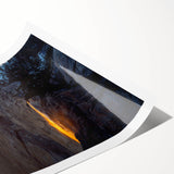 Extra large rolled print of Yosemite scenery with line art flowers in muted earth tones.