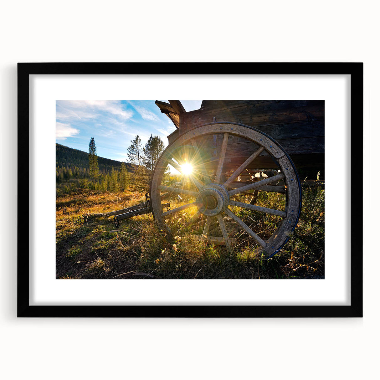 Abstract art print of Vail, Colorado, in vibrant colors on a black framed mat, ideal for extra large living room wall art.