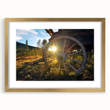 Extra large abstract art print of Vail, Colorado, featuring textured colors in cool blues and greens, framed in gold.