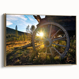 Framed canvas wall art of a vintage-style Colorado landscape, featuring muted earth tones, ideal for bedroom decor.