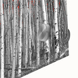 Mid-century modernist acrylic glass art of Aspen scenery in muted earth tones, ideal for dining room art.