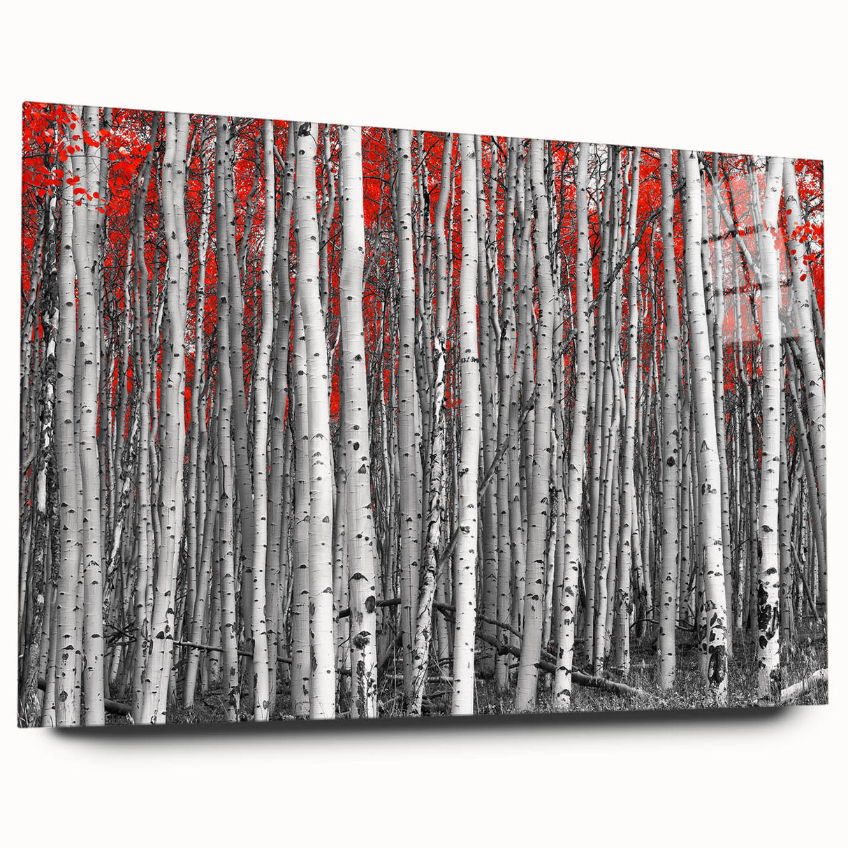 Large abstract wall art depicting Aspen, Colorado scenery in muted earth tones on acrylic glass.