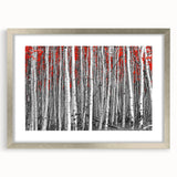 Textured abstract art print of Aspen, Colorado scenery in silver frame, ideal for bedroom art.