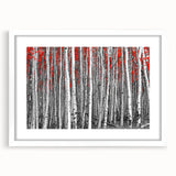 Abstract art print of Aspen, Colorado scenery in muted earth tones on a framed white mat.