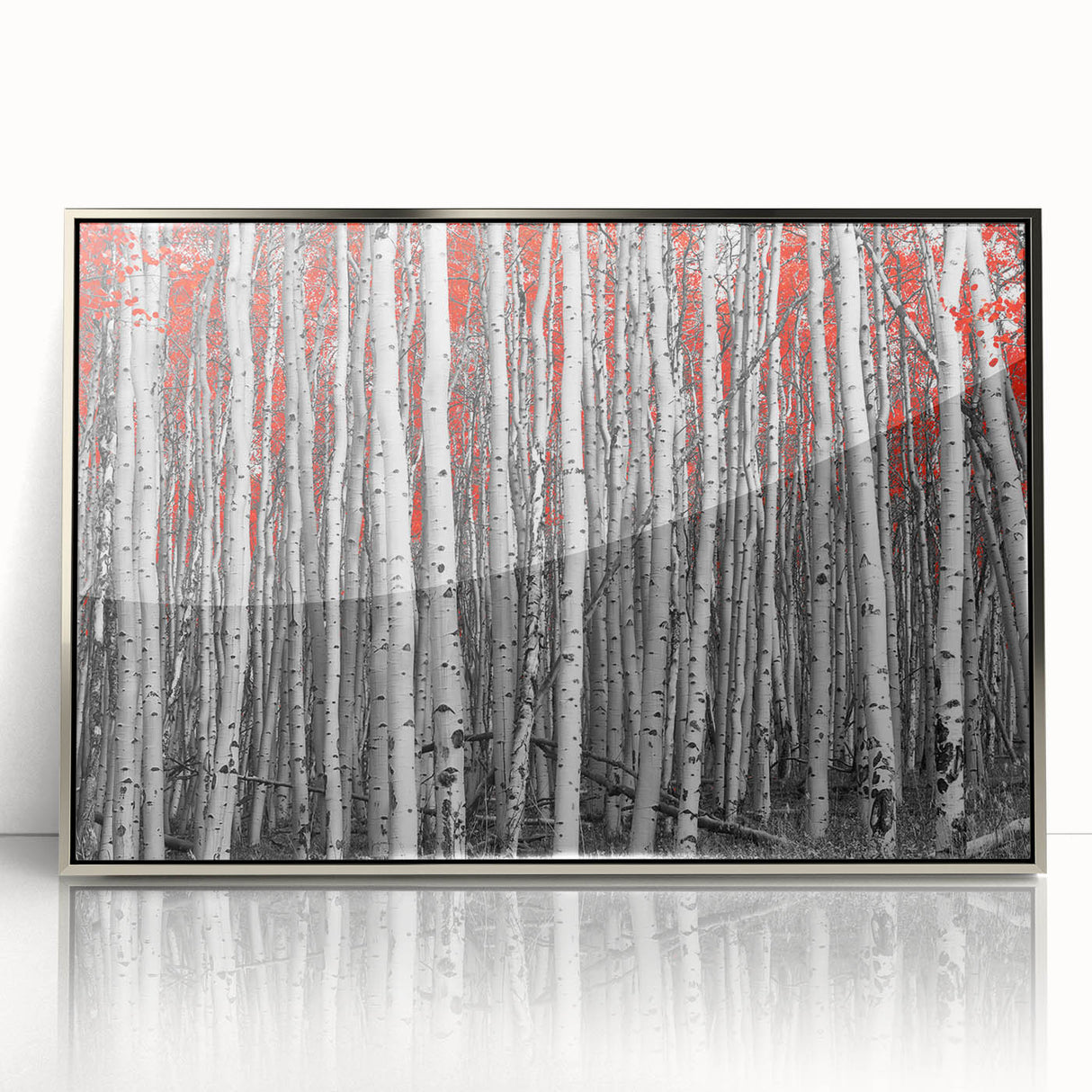 Mid-century modernist art depicting Aspen, Colorado scenery in muted earth tones on a framed acrylic print.