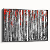 Black and white framed canvas of Aspen, Colorado landscape, ideal for bedroom decor.