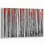 Vintage poster art of Aspen, Colorado with colorful autumn trees on a framed canvas, ideal for living room decor.