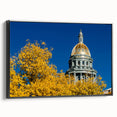 Black and white landscape art painting of Denver, Colorado on framed canvas, suitable for bedroom wall decor.