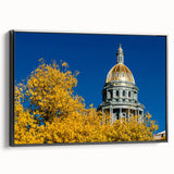 Black and white landscape art painting of Denver, Colorado on framed canvas, suitable for bedroom wall decor.