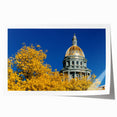 Denver skyline in muted gray tones on a rolled canvas, suitable for dining room wall art.