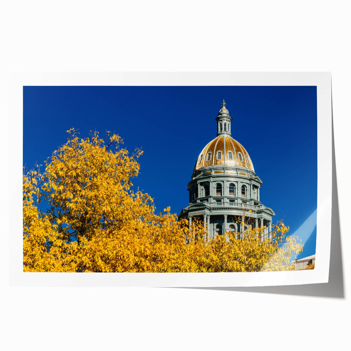 Denver skyline in muted gray tones on a rolled canvas, suitable for dining room wall art.