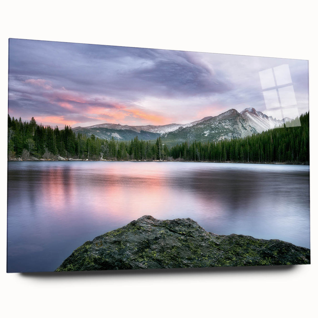 Acrylic print of the Colorado Rocky Mountains in earth tones, suitable for bedroom or dining room decor.