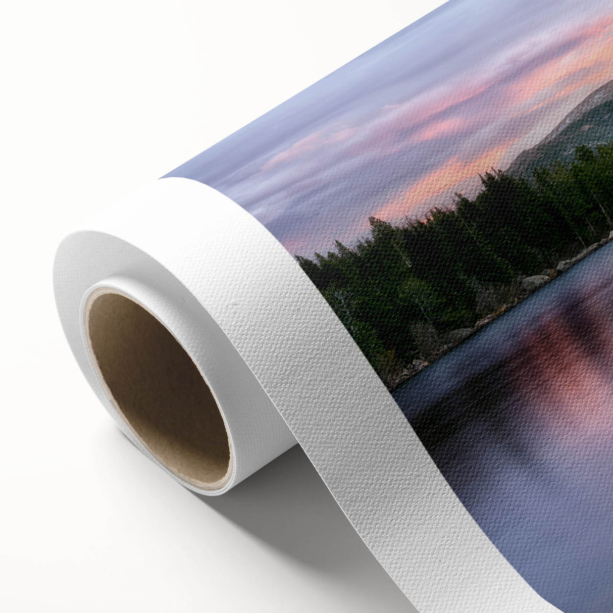 Art Deco-style poster of Rocky Mountains in muted green and blue, rolled canvas, ideal for nursery wall art.