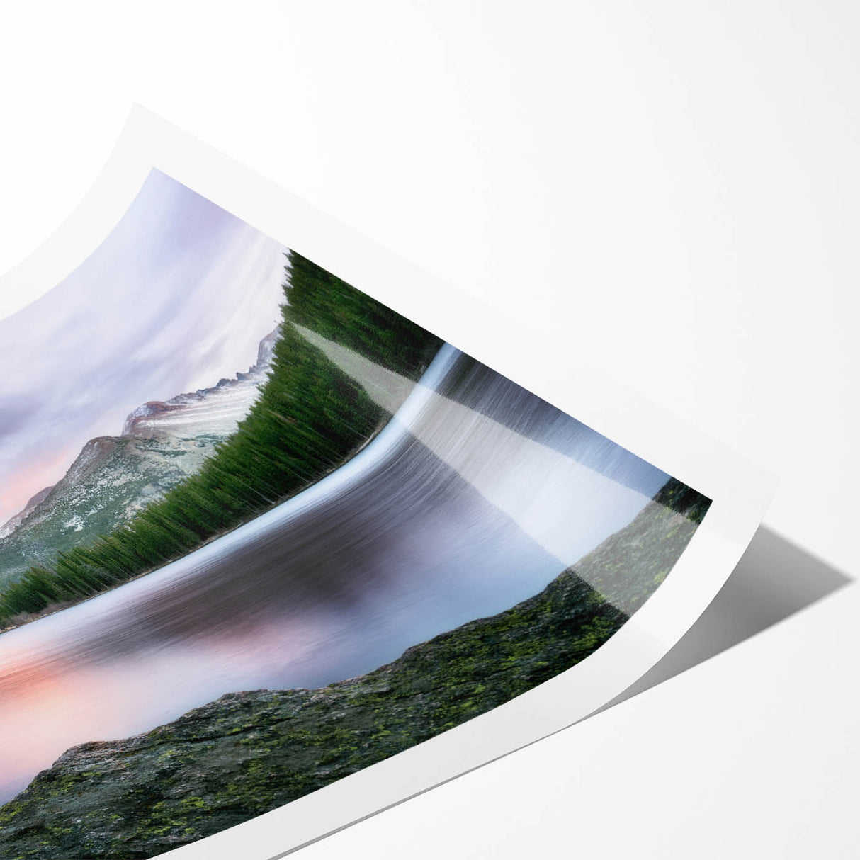 Extra large wall art featuring a line art design of flowers set against the Colorado Rocky Mountains.
